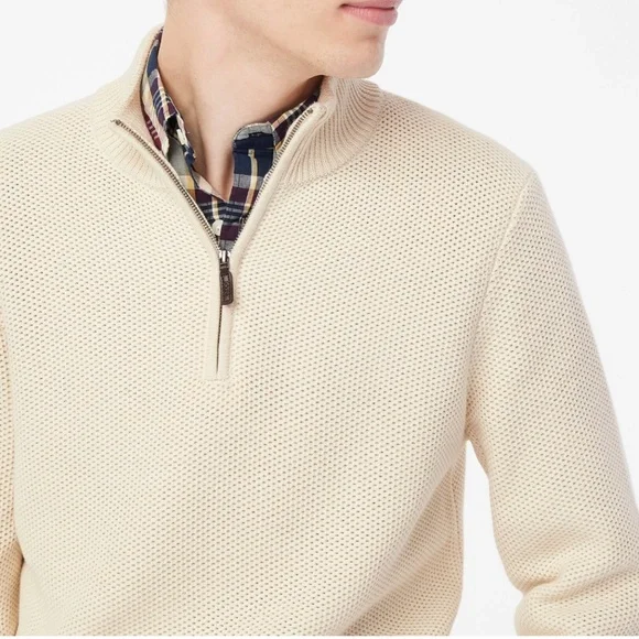 NWT | JCrew Cotton honeycomb knit half-zip | Sz M - Picture 2 of 6